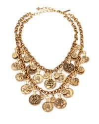 Oscar de la Renta | Metallic Twostrand Cast Coin Bib Necklace | Lyst