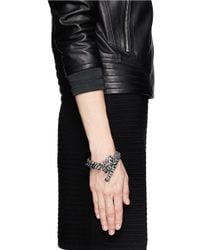 Venna | Black Crystal Panther And Spike Bracelet | Lyst