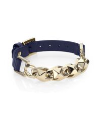 Valentino | Blue Studded Leather Strap Bracelet for Men | Lyst