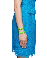 Valentino | Green 'rockstud' Cutout Leather Bracelet | Lyst