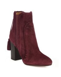 Aquazzura | Purple Boho Beatle Tasseled Suede Booties | Lyst