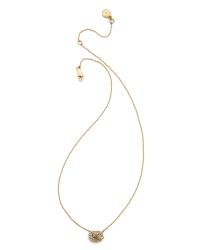 Michael Kors | Metallic Park Avenue Baguette Logo Pendant Necklace | Lyst