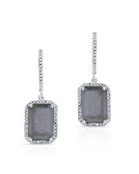 Anne Sisteron | Metallic 14kt White Gold Rectangle Labradorite Diamond Earrings | Lyst