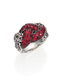John Hardy | Classic Chain Red Sapphire Sterling Silver Braided Ring | Lyst