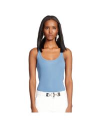 Ralph Lauren Black Label | Blue Pima Cotton Teaser Tank | Lyst