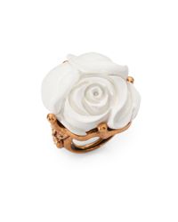 Oscar de la Renta | White Carved Rose Statement Ring | Lyst
