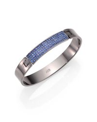 ABS By Allen Schwartz | Blue Modern Geometric Pavé Plate Bangle Bracelet/gunmetal-tone | Lyst