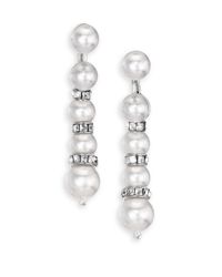 Oscar de la Renta | Metallic Faux Pearl & Pave Ear Jacket & Stud Earrings Set | Lyst