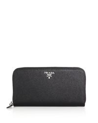 Prada | Black Saffiano Leather Continental Wallet | Lyst