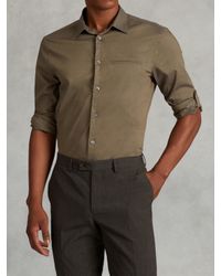John Varvatos | Green Cotton Rolled Sleeve Shirt for Men | Lyst