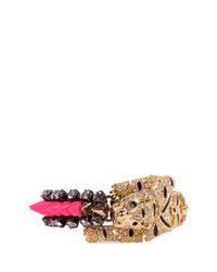 Venna | Pink Crystal Pavé Tiger Spike Bracelet | Lyst