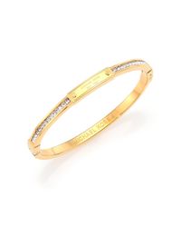 Michael Kors | Metallic Park Avenue Glam Jeweled Logo Plaque Bangle Bracelet/goldtone | Lyst