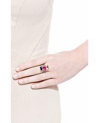 Jemma Wynne | Multicolor One Of A Kind Emerald Cut Tourmaline Ring with Triple Pave Diamond Band | Lyst