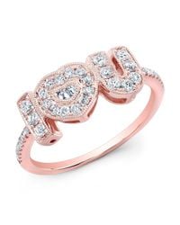 Anne Sisteron - Pink 14kt Rose Gold Diamond I-heart-u Ring - Lyst