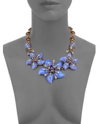 Oscar de la Renta | Metallic Flower Bib Necklace | Lyst
