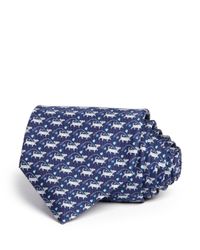 Ferragamo | Blue Dog On A Leash Printed Tie for Men | Lyst