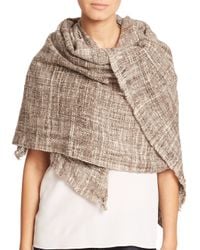 Bajra | Beige Handspun Herringbone Merino Wool Shawl | Lyst