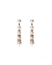 Oscar de la Renta | White Pearl Pave Backdrop Earrings | Lyst