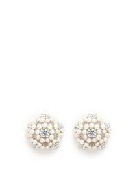 CZ by Kenneth Jay Lane | White Cubic Zirconia And Faux Pearl Clip-on Earrings | Lyst