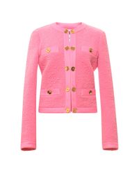 Moschino | Pink Textured Collarless Jacket | Lyst