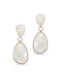 Anne Sisteron - Metallic 14kt Yellow Gold White Mother Of Pearl White Topaz Diamond Drop Earrings - Lyst