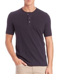 Vince | Blue Short-sleeve Cotton Henley for Men | Lyst