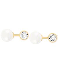 Lyst Swarovski Gold Tone Crystal Pearl Jacket Earrings In Metallic Gallery