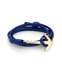 Miansai | Blue Anchor Leather Bracelet/matte Goldtone | Lyst