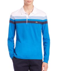Lacoste | Blue Stripe Long-sleeve Polo Shirt for Men | Lyst