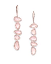 Meira T | Pink Rose Quartz, Mother-of-pearl, Diamond & 14k Rose Gold Drop Earrings | Lyst