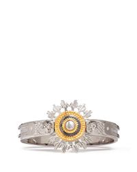 Alexander McQueen | Metallic Skull And Flower Cuff | Lyst