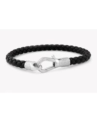 Tateossian - Ziggy Bracelet In Black Leather With Silver Clasp for Men - Lyst
