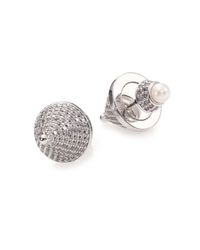 Eddie Borgo | Metallic 4mm White Mabe Pearl & Crystal Cone Double-sided Earrings | Lyst