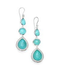 Ippolita | Metallic Stella Turquoise, Clear Quartz, Diamond & Sterling Silver Doublet Triple-drop Earrings | Lyst