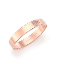 Michael Kors | Metallic Heritage Logo Pavé Bangle Bracelet/rose Goldtone | Lyst
