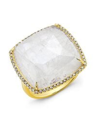 Anne Sisteron - Metallic 14kt Yellow Gold Moonstone Diamond Cushion Cut Cocktail Ring - Lyst