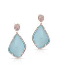 Anne Sisteron | 14kt Rose Gold Blue Satoya Diamond Earrings | Lyst