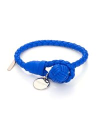 Bottega Veneta | Blue Intrecciato Leather Wrap Bracelet | Lyst