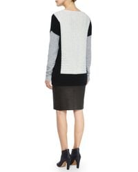 Vince | Black Colorblock Crewneck Sweater | Lyst