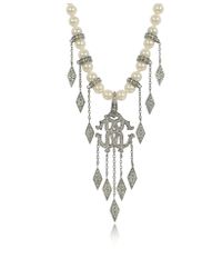 Roberto Cavalli - White Rc Lux Metal And Pearls Necklace W/crystals - Lyst