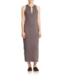 James Perse | Brown Open Henley Tank Dress | Lyst