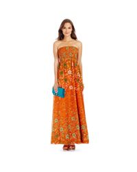 Diane von Furstenberg | Orange Dvf Hannah Strapless Chiffon Maxi Dress | Lyst