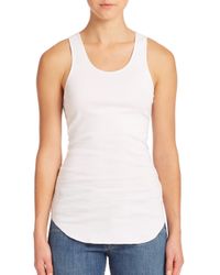 Helmut Lang | White Cotton Ribbed Racerback Tank | Lyst