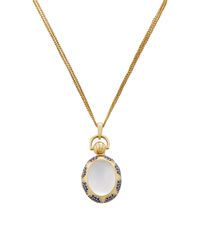 Monica Rich Kosann | Metallic 18k Yellow Gold One-of-a-kind Moonstone Locket With Blue Sapphires | Lyst