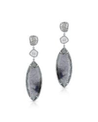 Anne Sisteron - Gray 14kt White Gold Diamond Slice Labradorite Earrings - Lyst