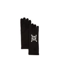 Aqua | Black Embellished Gloves | Lyst