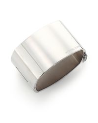 Michael Kors | Metallic Heritage Logo Wide Square Bangle Bracelet/silvertone | Lyst