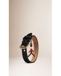 Lyst Burberry The Guardsman Charm Patent Leather Bracelet In Black Women S Black The Guardsman Charm Patent Leather Bracelet