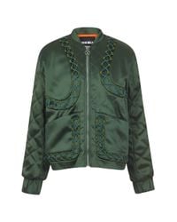 House of Holland | Green Satin Bomber | Lyst