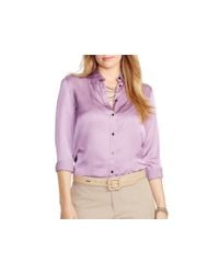Pink Pony | Purple Lauren Plus Charmeuse Shirt | Lyst